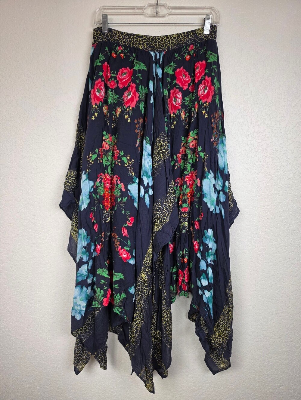 Free People Floral Rayon Handkerchief Skirt Medium